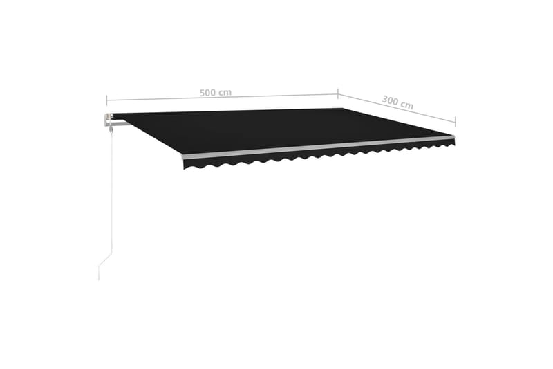 Manuell uttrekkbar markise med LED 500x300 cm antrasitt - Antrasittgrå - Hagemøbler - Solbeskyttelse - Markiser - Balkongmarkise