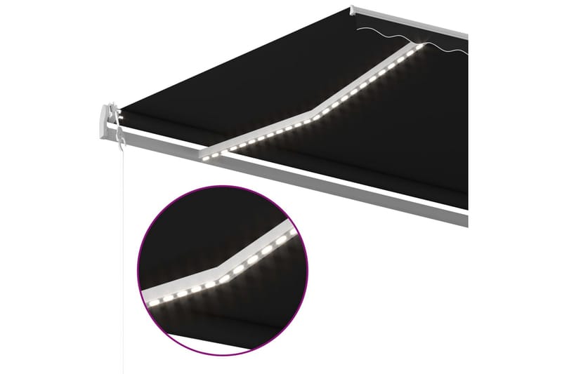 Manuell uttrekkbar markise med LED 500x300 cm antrasitt - Antrasittgrå - Hagemøbler - Solbeskyttelse - Markiser - Balkongmarkise