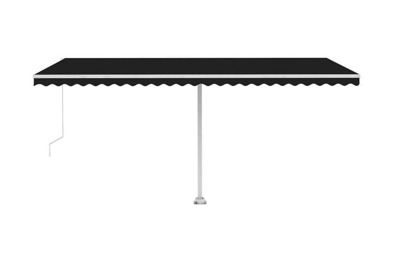 Manuell uttrekkbar markise med LED 500x300 cm antrasitt - Antrasittgrå - Hagemøbler - Solbeskyttelse - Markiser - Balkongmarkise