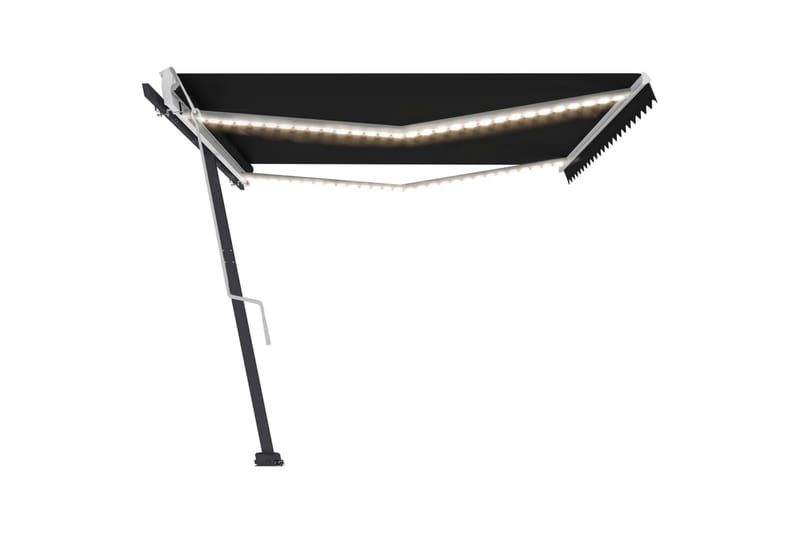 Manuell uttrekkbar markise med LED 500x300 cm antrasitt - Antrasittgrå - Hagemøbler - Solbeskyttelse - Markiser - Balkongmarkise