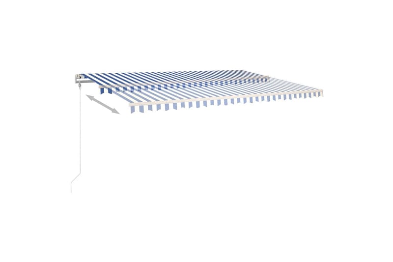 Manuell uttrekkbar markise med LED 500x300 cm blå og hvit - Blå - Hagemøbler - Solbeskyttelse - Markiser - Balkongmarkise