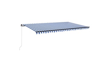 Manuell uttrekkbar markise med LED 500x300 cm blå og hvit - Blå - Hagemøbler - Solbeskyttelse - Markiser - Balkongmarkise
