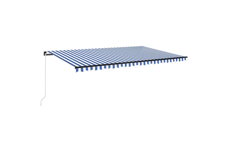 Manuell uttrekkbar markise med LED 500x300 cm blå og hvit - Blå - Balkongmarkise - Markiser - Terrassemarkise