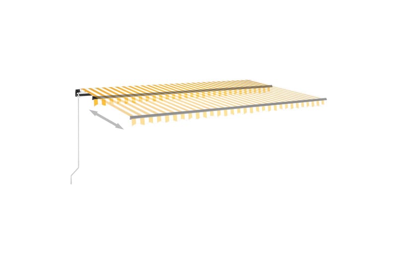 Manuell uttrekkbar markise med LED 500x300 cm gul og hvit - Gul - Hagemøbler - Solbeskyttelse - Markiser - Balkongmarkise