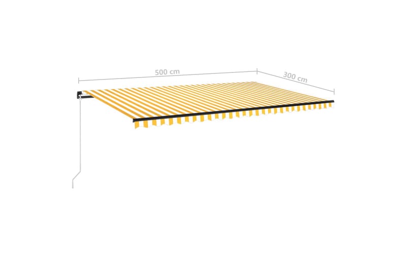 Manuell uttrekkbar markise med LED 500x300 cm gul og hvit - Gul - Balkongmarkise - Markiser - Terrassemarkise