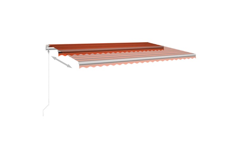 Manuell uttrekkbar markise med LED 500x300 cm oransje og bru - Oransj - Balkongmarkise - Markiser - Terrassemarkise