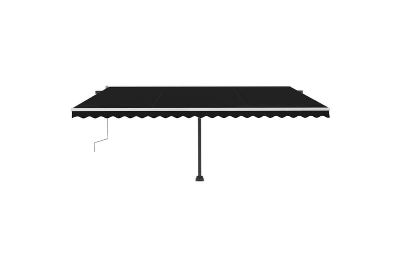 Manuell uttrekkbar markise med LED 500x350 cm antrasitt - Antrasittgrå - Hagemøbler - Solbeskyttelse - Markiser - Balkongmarkise