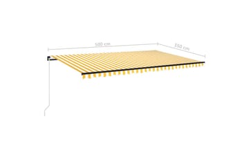 Manuell uttrekkbar markise med LED 500x350 cm gul og hvit - Gul - Hagemøbler - Solbeskyttelse - Markiser - Balkongmarkise