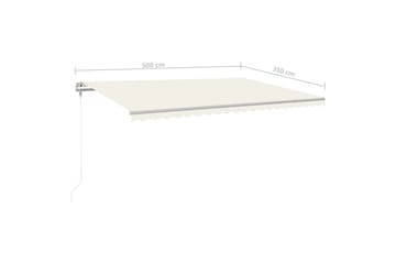 Manuell uttrekkbar markise med LED 500x350 cm kremhvit - Krem - Hagemøbler - Solbeskyttelse - Markiser - Balkongmarkise