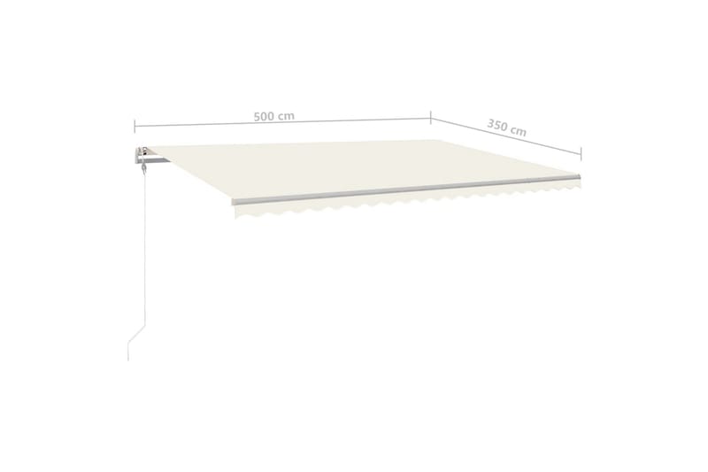 Manuell uttrekkbar markise med LED 500x350 cm kremhvit - Krem - Hagemøbler - Solbeskyttelse - Markiser - Balkongmarkise