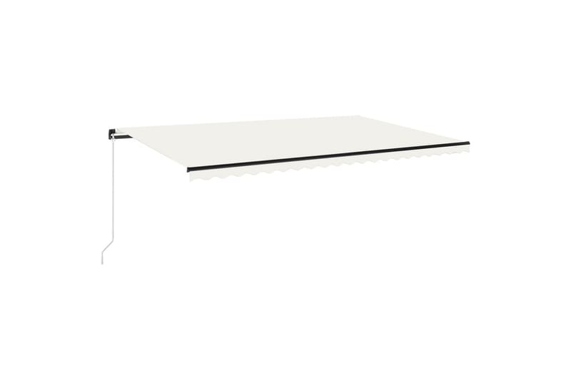 Manuell uttrekkbar markise med LED 500x350 cm kremhvit - Krem - Balkongmarkise - Markiser - Terrassemarkise