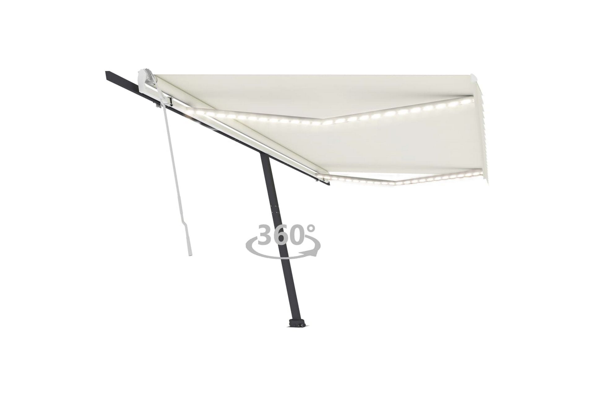 Manuell uttrekkbar markise med LED 500x350 cm kremhvit - Krem - Hagemøbler - Solbeskyttelse - Markiser - Balkongmarkise