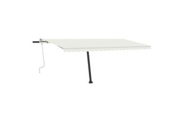 Manuell uttrekkbar markise med LED 500x350 cm kremhvit - Krem - Hagemøbler - Solbeskyttelse - Markiser - Balkongmarkise