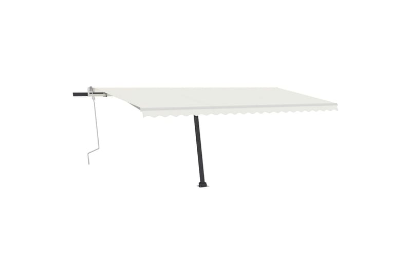 Manuell uttrekkbar markise med LED 500x350 cm kremhvit - Krem - Hagemøbler - Solbeskyttelse - Markiser - Balkongmarkise