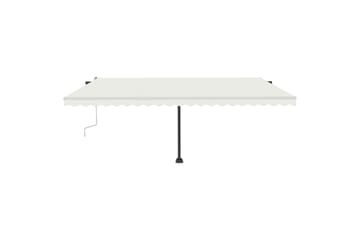 Manuell uttrekkbar markise med LED 500x350 cm kremhvit - Krem - Hagemøbler - Solbeskyttelse - Markiser - Balkongmarkise