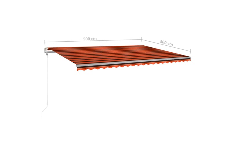 Manuell uttrekkbar markise med LED 5x3 m oransje og brun - Balkongmarkise - Markiser - Terrassemarkise