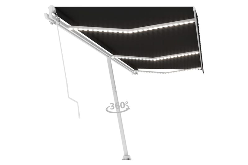 Manuell uttrekkbar markise med LED 600x300 cm antrasitt - Antrasittgrå - Hagemøbler - Solbeskyttelse - Markiser - Balkongmarkise