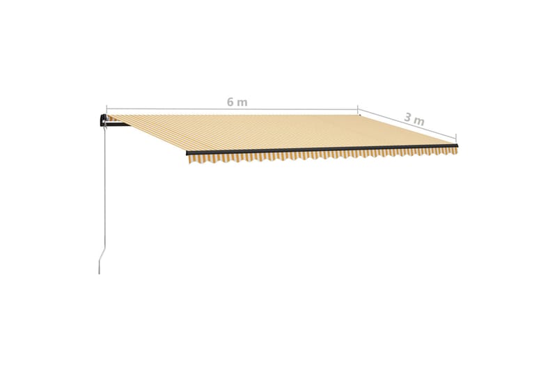 Manuell uttrekkbar markise med LED 600x300 cm gul & hvit - Hagemøbler - Solbeskyttelse - Markiser - Vindusmarkise