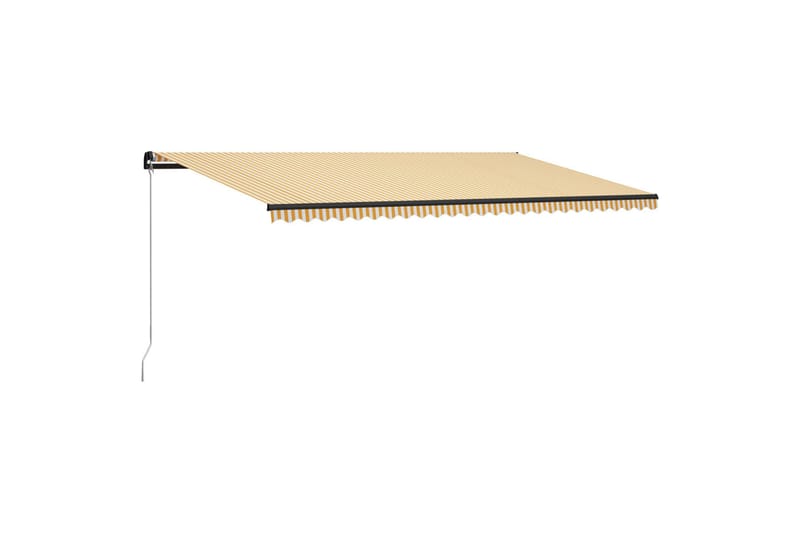 Manuell uttrekkbar markise med LED 600x300 cm gul & hvit - Hagemøbler - Solbeskyttelse - Markiser - Vindusmarkise