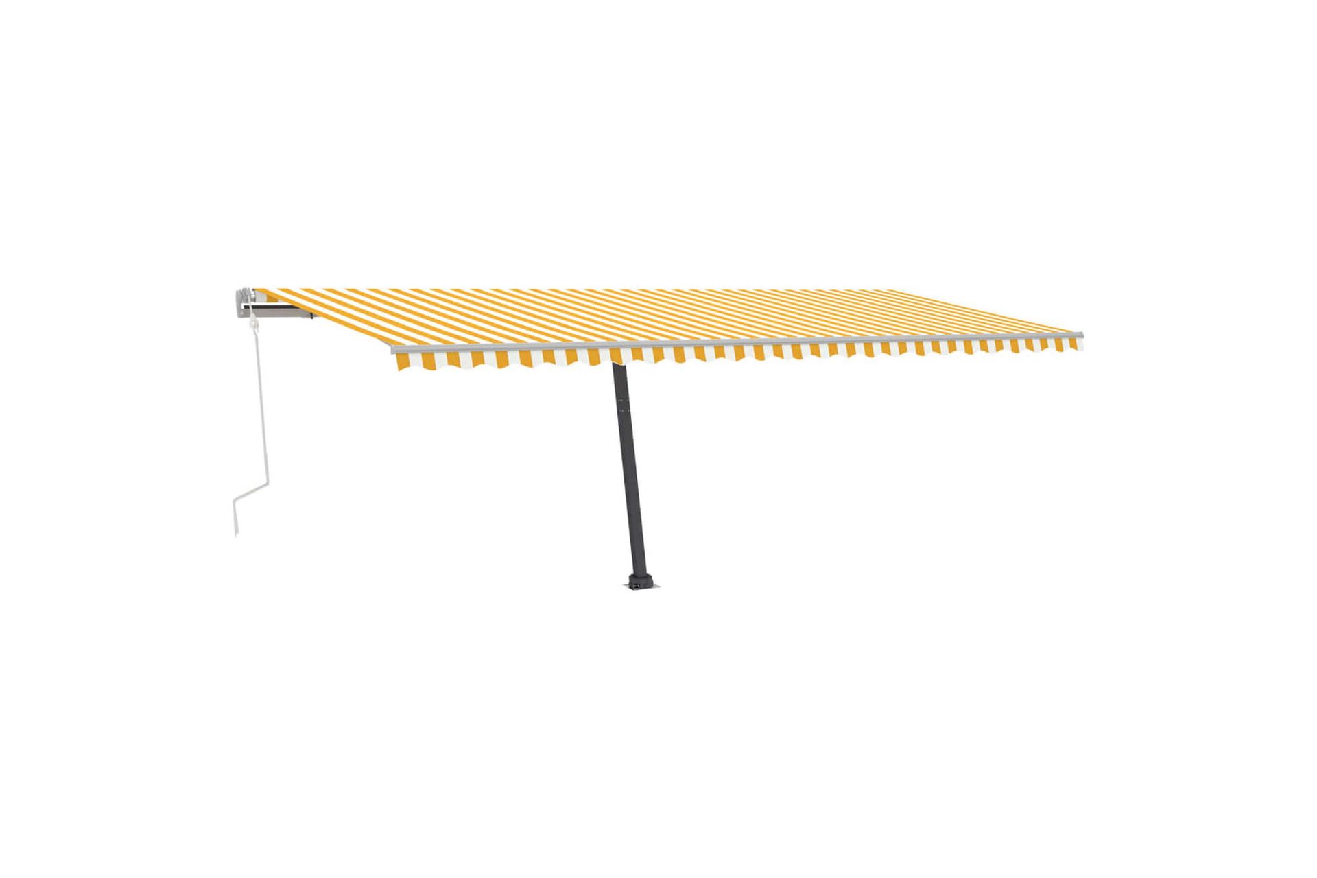 Manuell uttrekkbar markise med LED 600x300 cm gul og hvit - Gul - Hagemøbler - Solbeskyttelse - Markiser - Balkongmarkise