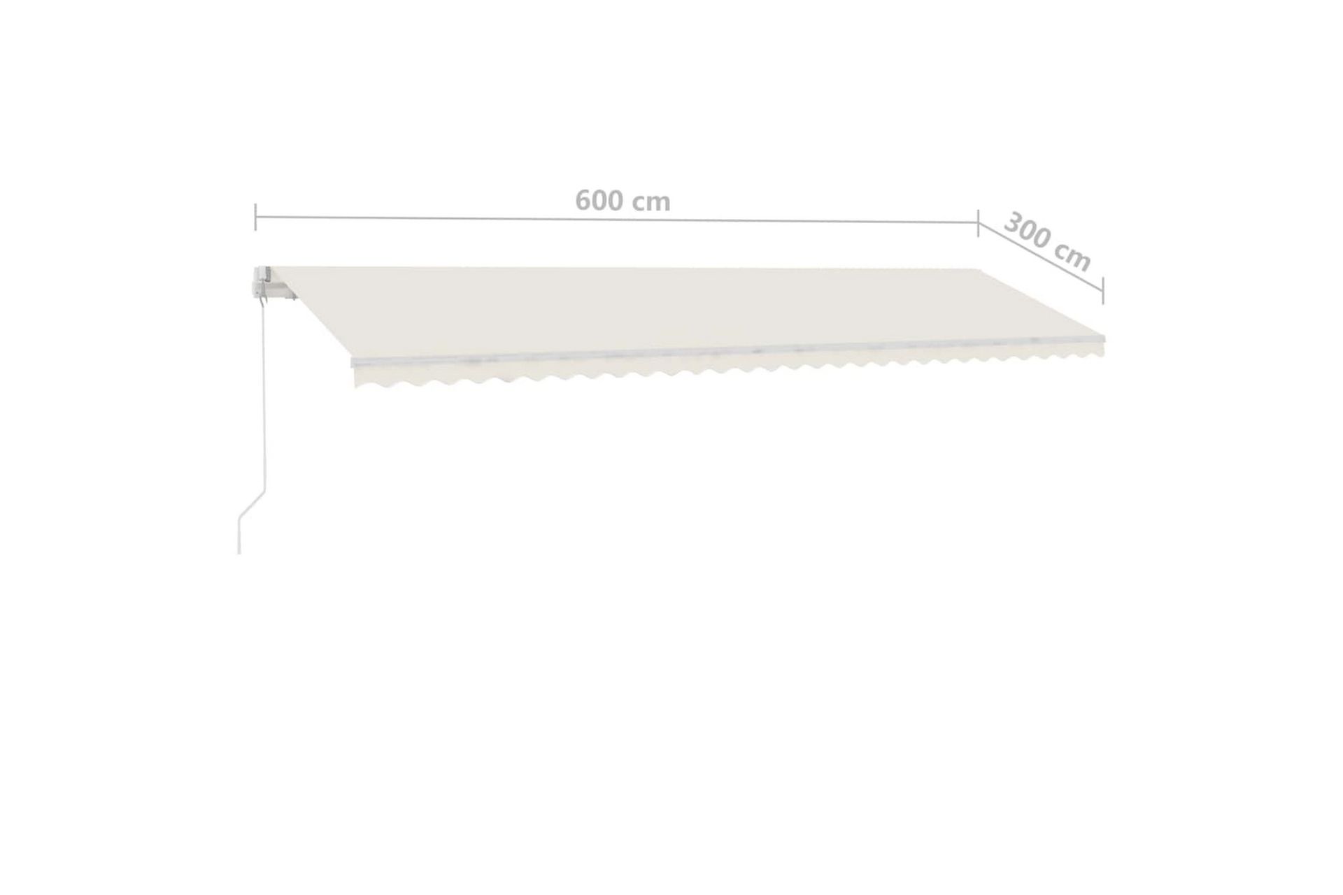 Manuell uttrekkbar markise med LED 600x300 cm kremhvit - Krem - Hagemøbler - Solbeskyttelse - Markiser - Balkongmarkise