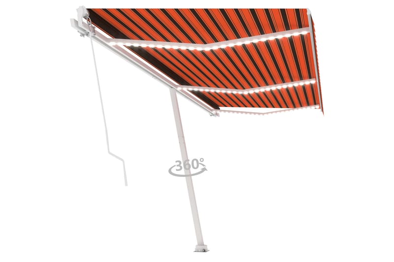 Manuell uttrekkbar markise med LED 600x300 cm - Oransj - Hagemøbler - Solbeskyttelse - Markiser - Balkongmarkise
