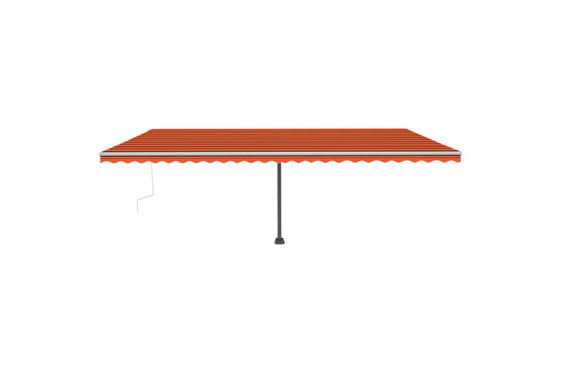 Manuell uttrekkbar markise med LED 600x300 cm oransje og bru - Oransj - Hagemøbler - Solbeskyttelse - Markiser - Balkongmarkise