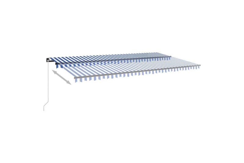 Manuell uttrekkbar markise med LED 600x350 cm blå og hvit - Blå - Hagemøbler - Solbeskyttelse - Markiser - Balkongmarkise