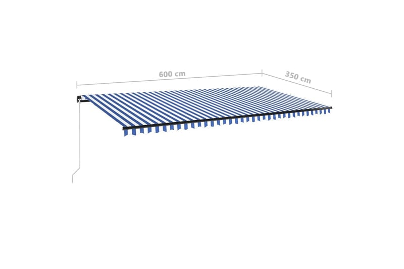 Manuell uttrekkbar markise med LED 600x350 cm blå og hvit - Blå - Hagemøbler - Solbeskyttelse - Markiser - Balkongmarkise