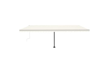 Manuell uttrekkbar markise med LED 600x350 cm kremhvit - Krem - Hagemøbler - Solbeskyttelse - Markiser - Balkongmarkise