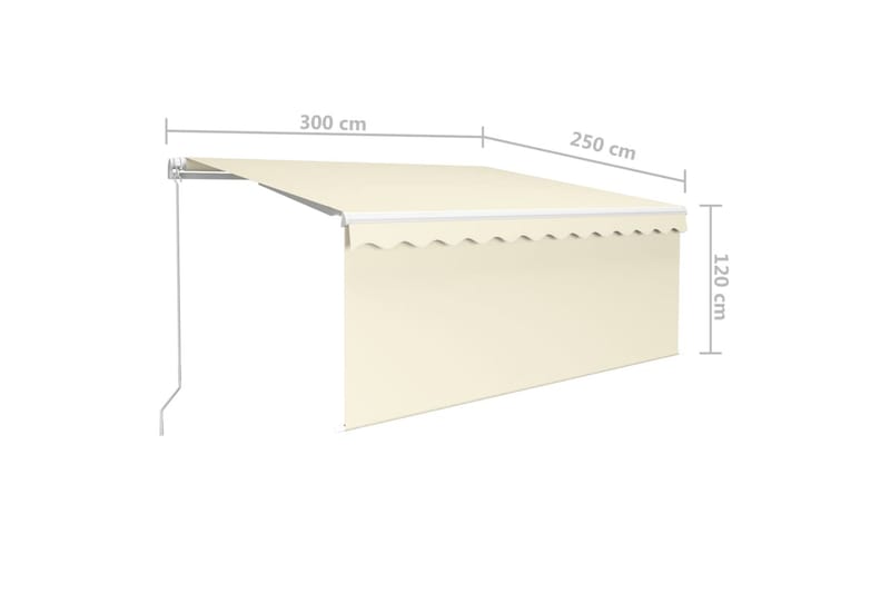Manuell uttrekkbar markise med rullegardin&LED 3x2,5 m - Krem - Hagemøbler - Solbeskyttelse - Markiser - Vindusmarkise