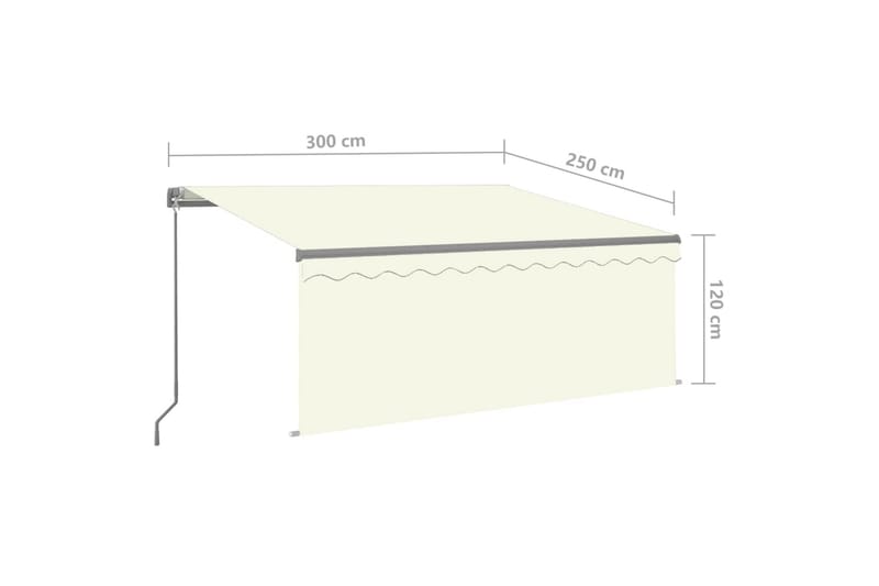 Manuell uttrekkbar markise med rullegardin&LED 3x2,5 m - Krem - Vindusmarkise - Markiser - Solbeskyttelse vindu