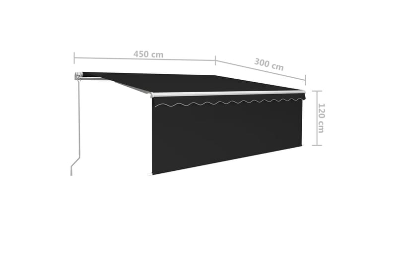 Manuell uttrekkbar markise med rullegardin 4,5x3 m - Antrasittgrå - Hagemøbler - Solbeskyttelse - Markiser - Vindusmarkise