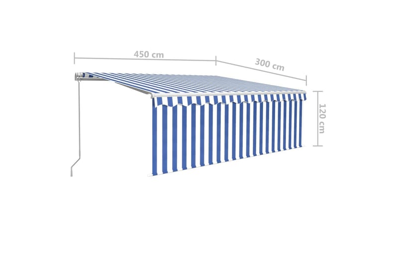 Manuell uttrekkbar markise med rullegardin 4,5x3 m - Blå - Vindusmarkise - Markiser