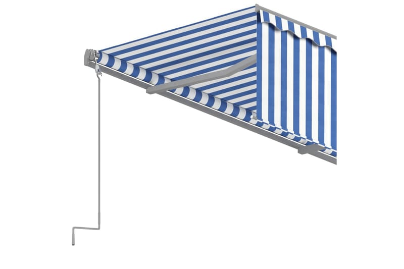 Manuell uttrekkbar markise med rullegardin 4x3 m blå og hvit - Blå - Vindusmarkise - Markiser