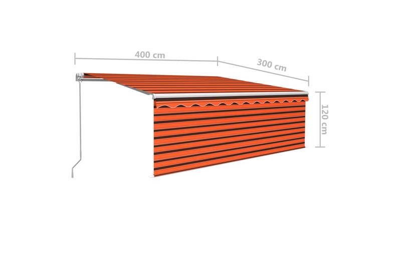 Manuell uttrekkbar markise med rullegardin 4x3 m - Oransj - Vindusmarkise - Markiser