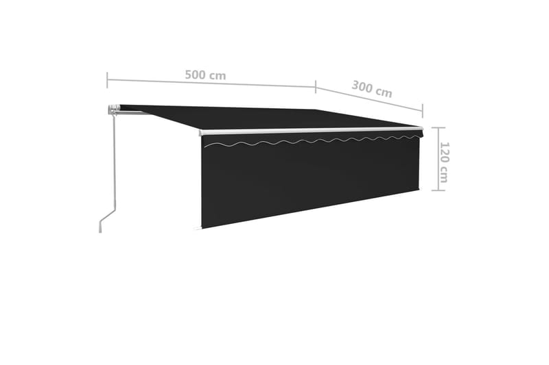 Manuell uttrekkbar markise med rullegardin 5x3 m antrasitt - Antrasittgrå - Vindusmarkise - Markiser