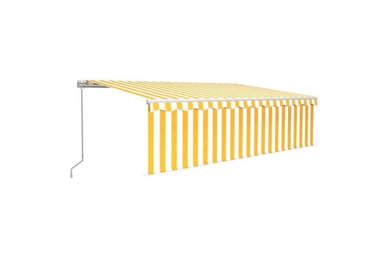 Manuell uttrekkbar markise med rullegardin 5x3 m gul og hvit - Gul - Vindusmarkise - Markiser