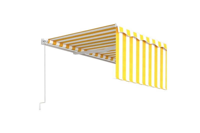 Manuell uttrekkbar markise med rullegardin 5x3 m gul og hvit - Gul - Vindusmarkise - Markiser