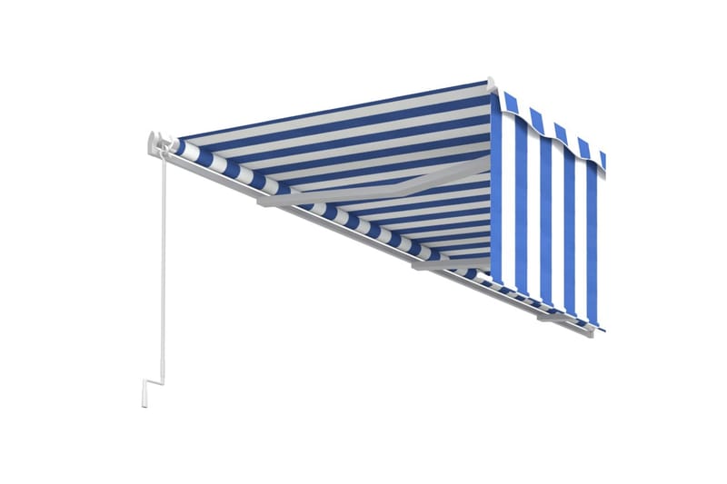 Manuell uttrekkbar markise med rullegardin 6x3 m blå og hvit - Blå - Vindusmarkise - Markiser