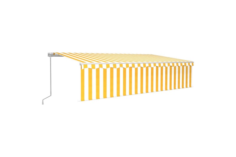 Manuell uttrekkbar markise med rullegardin 6x3 m gul og hvit - Gul - Vindusmarkise - Markiser