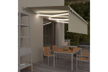Manuell uttrekkbar markise med rullegardin LED 6x3 m - Krem - Hagemøbler - Solbeskyttelse - Markiser - Vindusmarkise