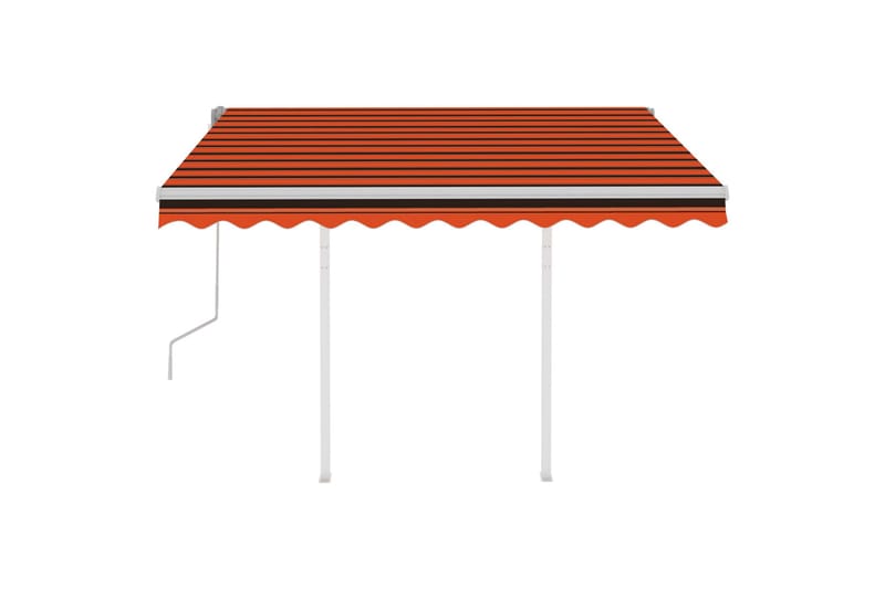 Manuell uttrekkbar markise med stolper 3,5x2,5m - Oransj - Balkongmarkise - Markiser - Terrassemarkise