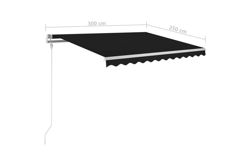 Manuell uttrekkbar markise med stolper 3x2,5 m antrasitt - Antrasittgrå - Balkongmarkise - Markiser - Terrassemarkise