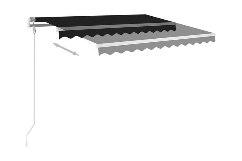 Manuell uttrekkbar markise med stolper 3x2,5 m antrasitt - Antrasittgrå - Balkongmarkise - Markiser - Terrassemarkise