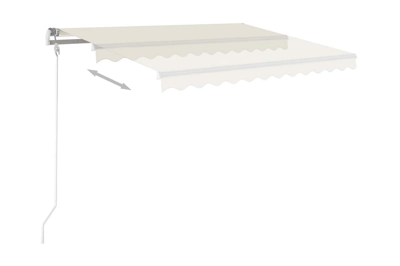 Manuell uttrekkbar markise med stolper 3x2,5 m kremhvit - Krem - Balkongmarkise - Markiser - Terrassemarkise