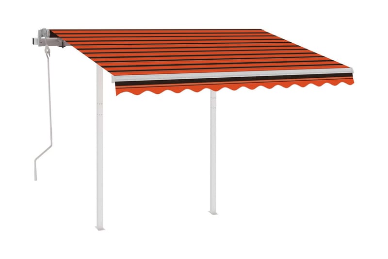 Manuell uttrekkbar markise med stolper 3x2,5 m - Oransj - Balkongmarkise - Markiser - Terrassemarkise