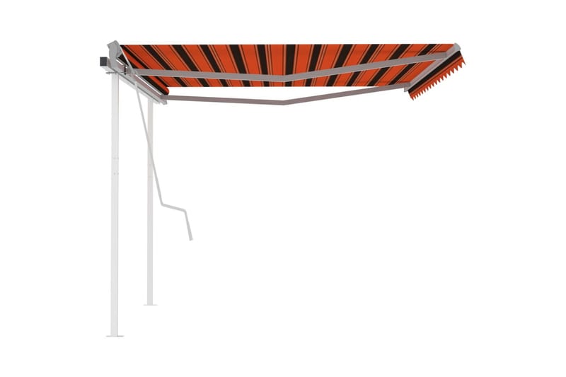 Manuell uttrekkbar markise med stolper 4,5x3 m - Oransj - Balkongmarkise - Markiser - Terrassemarkise