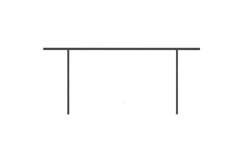 Manuell uttrekkbar markise med stolper 5x3 m antrasitt - Balkongmarkise - Markiser - Terrassemarkise