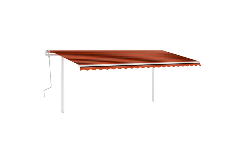Manuell uttrekkbar markise med stolper 5x3 m - Oransj - Balkongmarkise - Markiser - Terrassemarkise